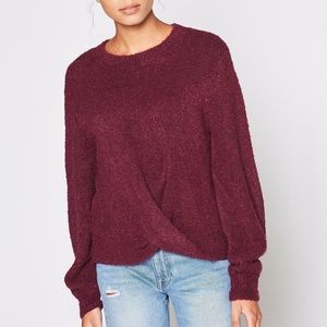 NWT Joie Burgundy Knot Balloon Sleeve Sweater